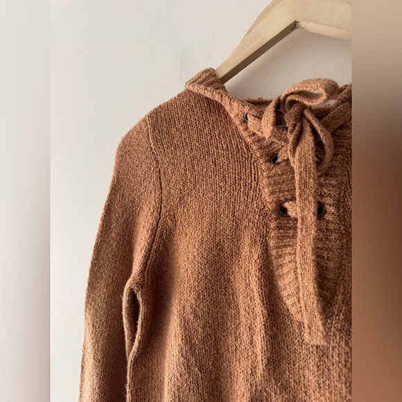 Hollister Women's Fair Isle Sweater Hoodie Lace Up V Neck - Picture 2 of 5